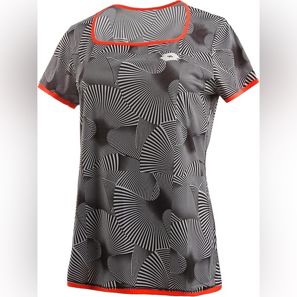 Lotto Tops - LOTTO Tech Tennis Tee Short Sleeve T-Shirt Black White Orange Trim Size Medium